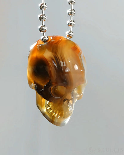 Gem Skull Pendant Necklace of Agate Carved Hollow Skull - 9500336 Skull Pendants