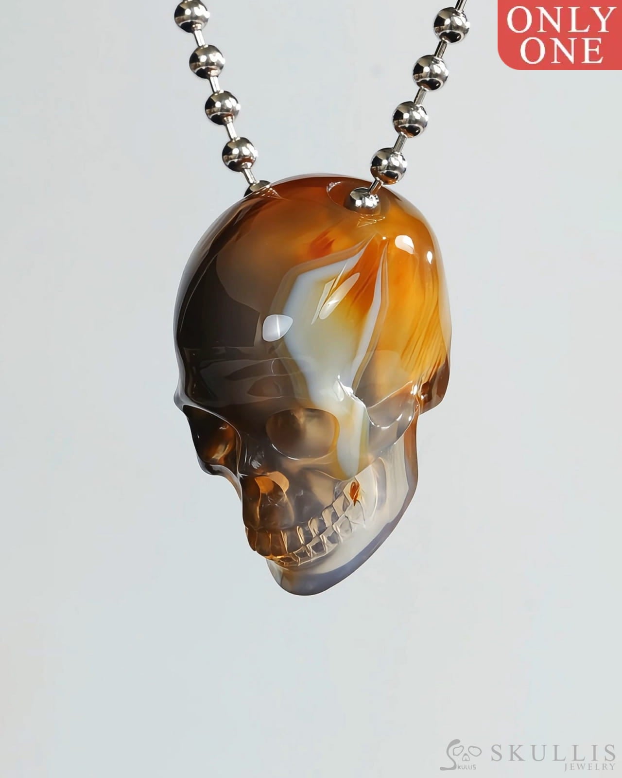 Gem Skull Pendant Necklace of Agate Carved Hollow Skull - 9500336 Skull Pendants