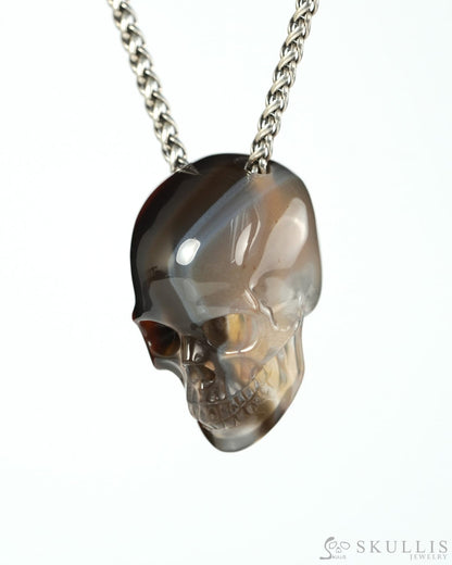 Hollow Essence - Gem Skull Pendant Necklace of Agate Hand Carved Hollow Skull - 9900537 - Skull Pendants