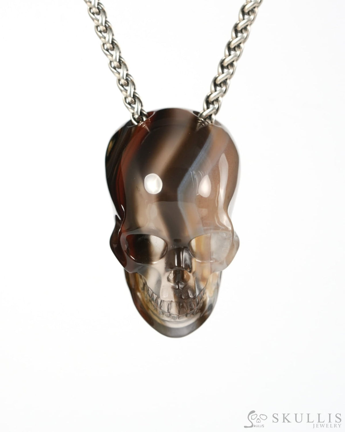 Hollow Essence - Gem Skull Pendant Necklace of Agate Hand Carved Hollow Skull - 9900537 - Skull Pendants