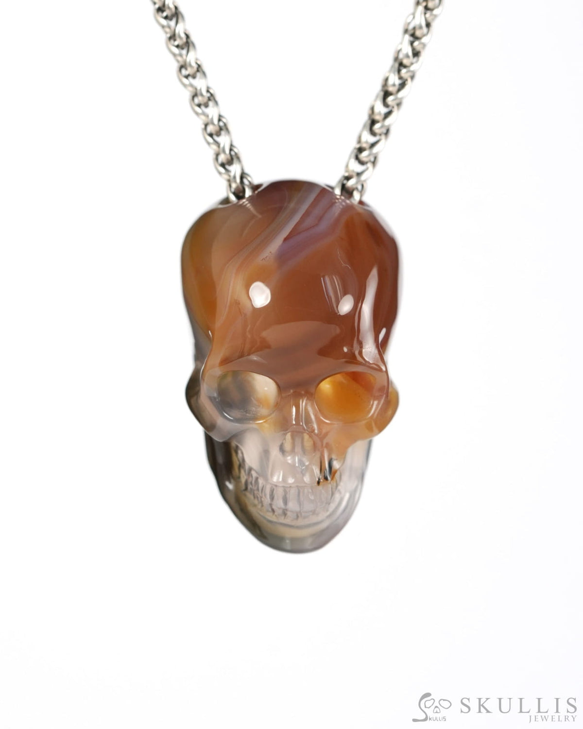 Hollow Essence - Gem Skull Pendant Necklace of Agate Hand Carved Hollow Skull - 9900538 - Skull Pendants