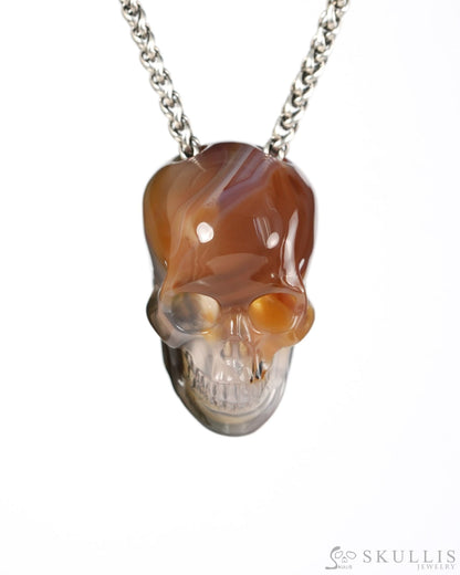 Hollow Essence - Gem Skull Pendant Necklace of Agate Hand Carved Hollow Skull - 9900538 - Skull Pendants