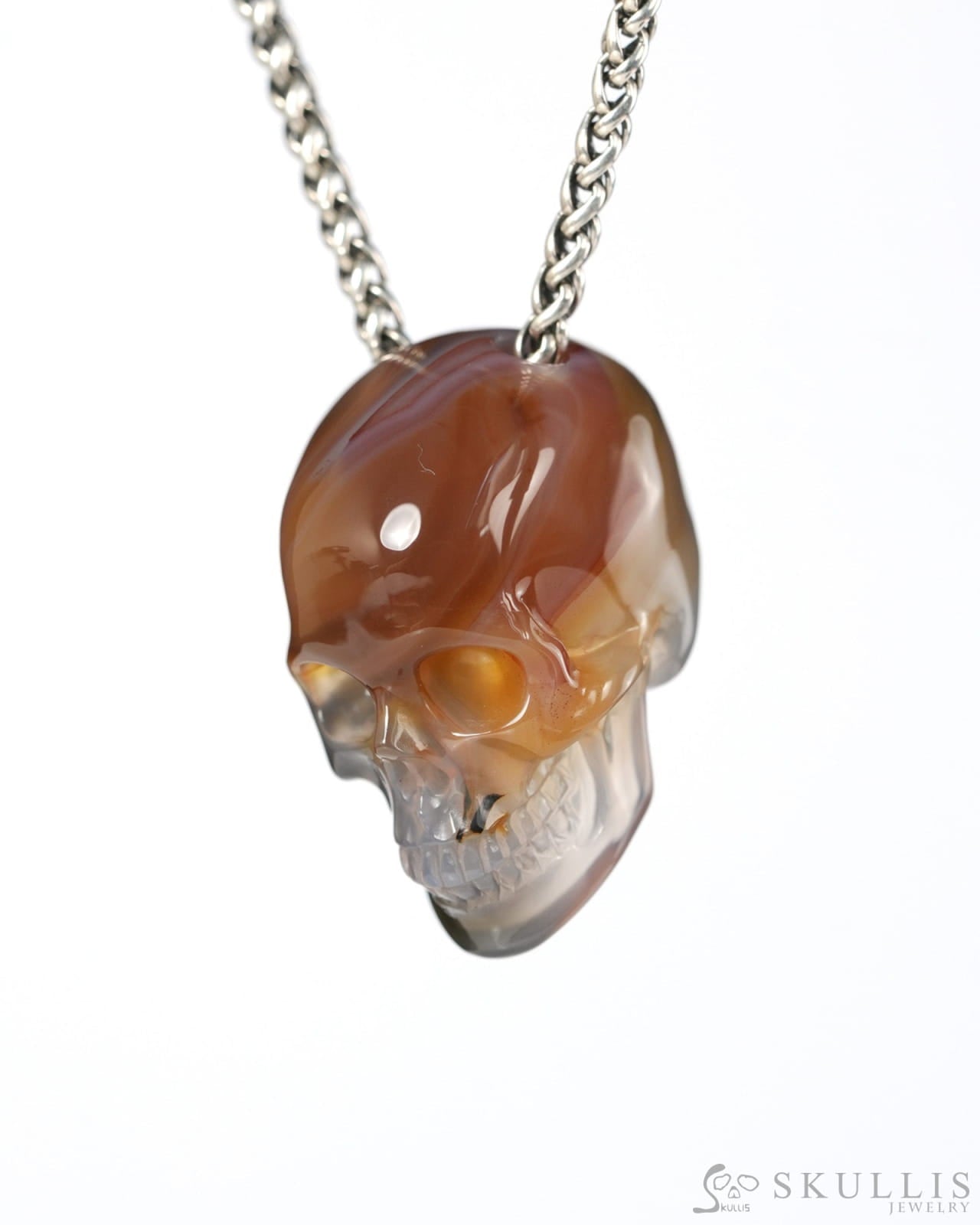 Hollow Essence - Gem Skull Pendant Necklace of Agate Hand Carved Hollow Skull - 9900538 - Skull Pendants