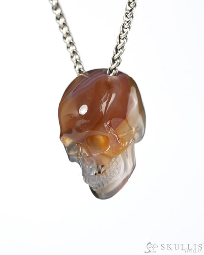Hollow Essence - Gem Skull Pendant Necklace of Agate Hand Carved Hollow Skull - 9900538 - Skull Pendants