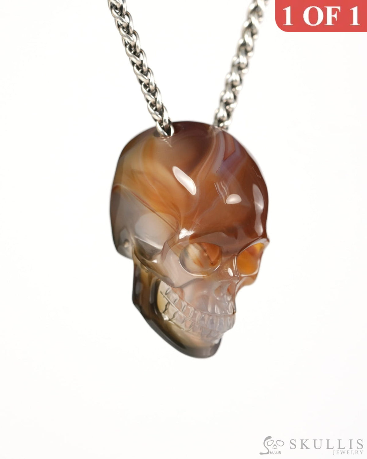 Hollow Essence - Gem Skull Pendant Necklace of Agate Hand Carved Hollow Skull - 9900538 - Skull Pendants