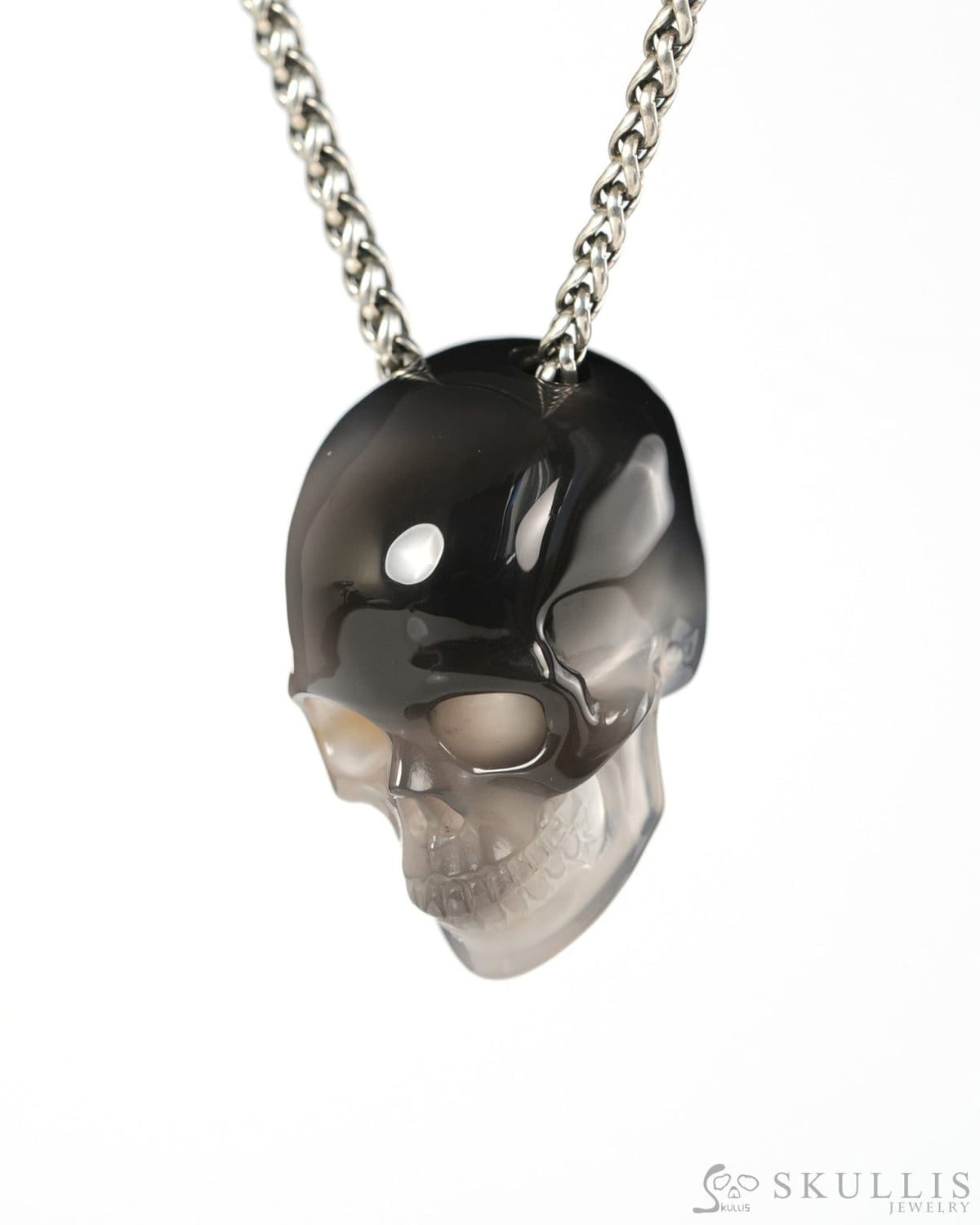 Hollow Essence - Gem Skull Pendant Necklace of Agate Hand Carved Hollow Skull - 9900539 - Skull Pendants