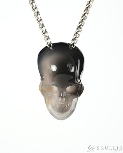 Hollow Essence - Gem Skull Pendant Necklace of Agate Hand Carved Hollow Skull - 9900539 - Skull Pendants