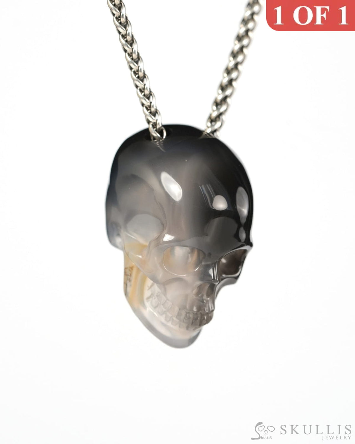 Hollow Essence - Gem Skull Pendant Necklace of Agate Hand Carved Hollow Skull - 9900539 - Skull Pendants