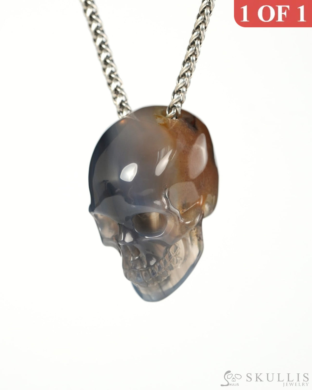 Hollow Essence - Gem Skull Pendant Necklace of Agate Hand Carved Hollow Skull - 9900540 - Skull Pendants
