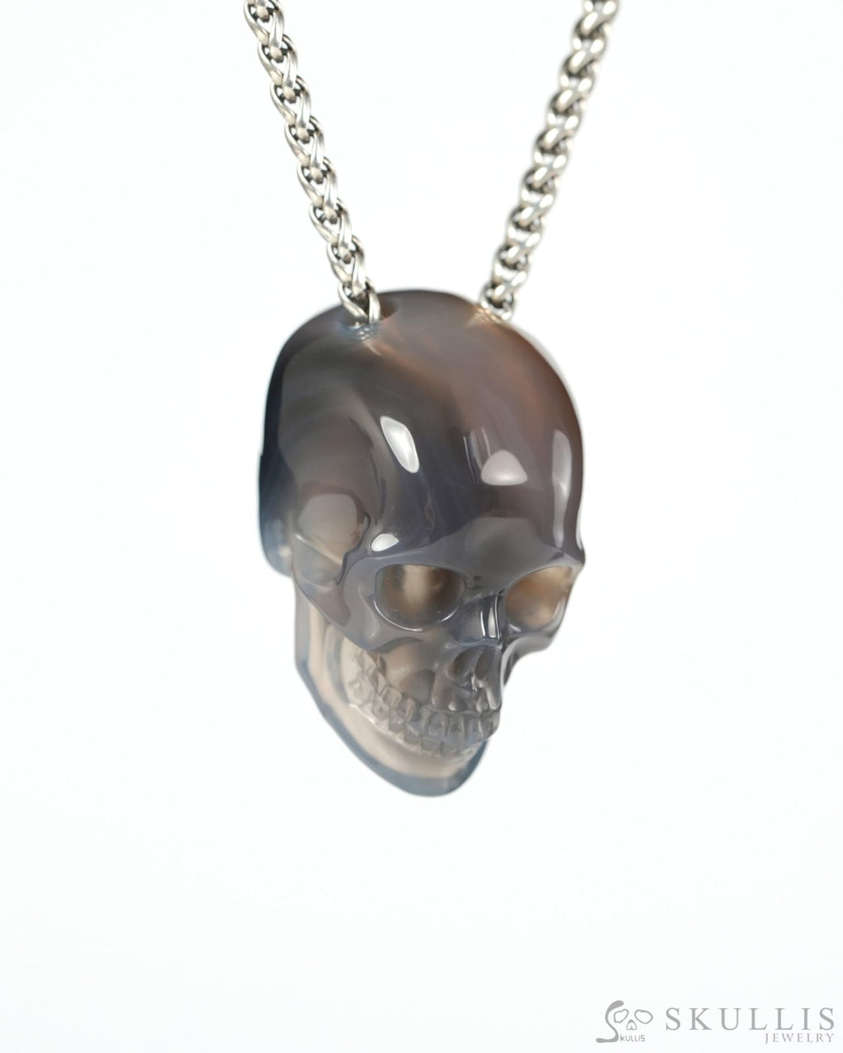 Hollow Essence - Gem Skull Pendant Necklace of Agate Hand Carved Hollow Skull - 9900540 - Skull Pendants