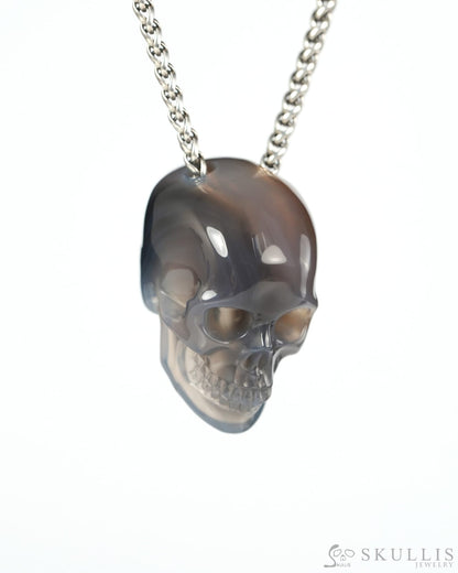Hollow Essence - Gem Skull Pendant Necklace of Agate Hand Carved Hollow Skull - 9900540 - Skull Pendants