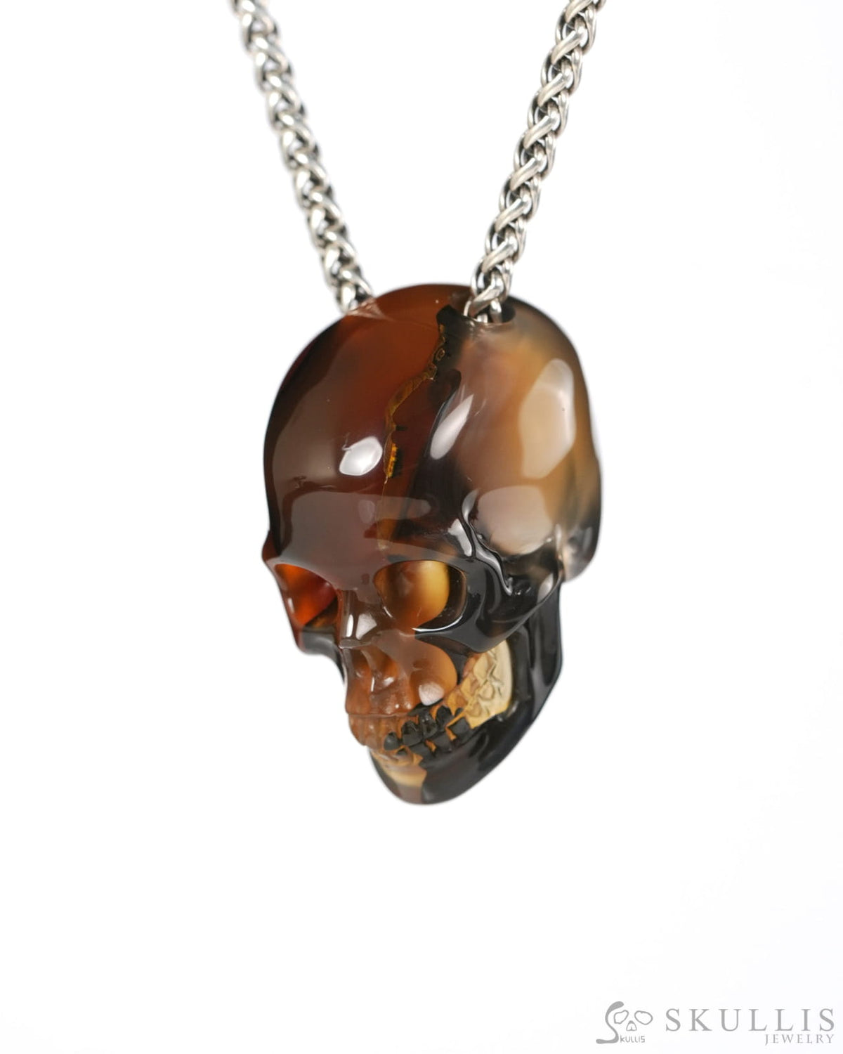 Hollow Essence - Gem Skull Pendant Necklace of Agate Hand Carved Hollow Skull - 9900541 - Skull Pendants