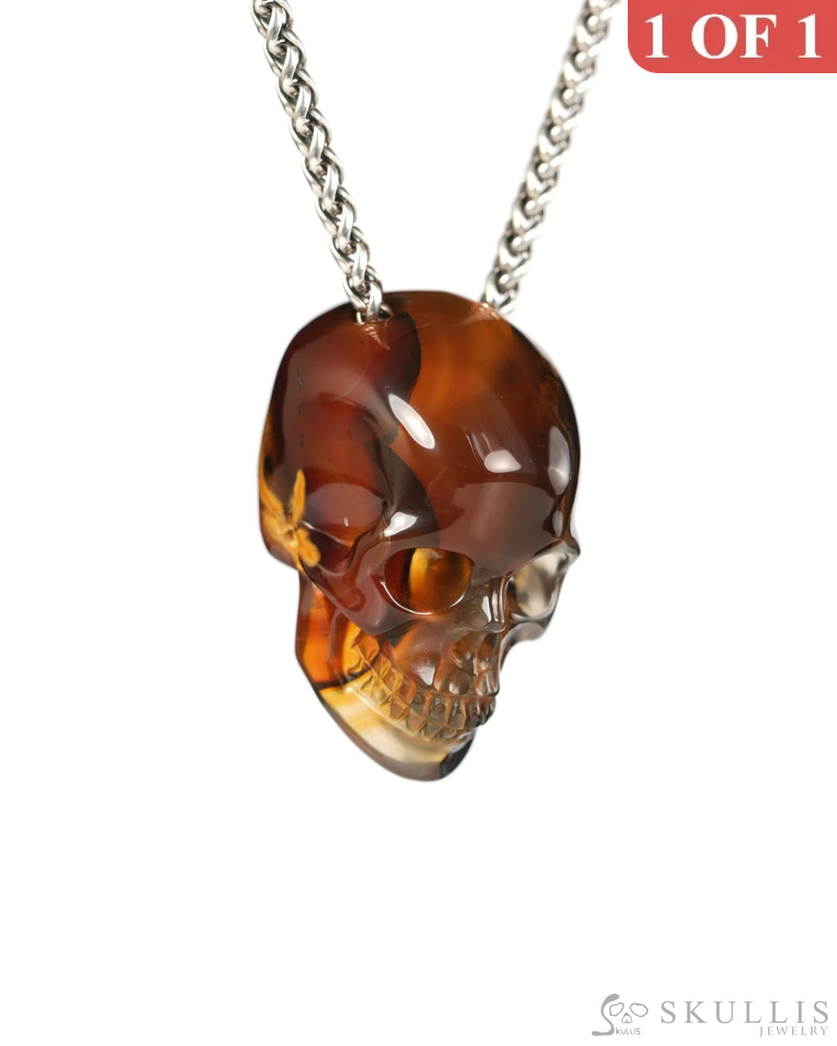 Hollow Essence - Gem Skull Pendant Necklace of Agate Hand Carved Hollow Skull - 9900541 - Skull Pendants