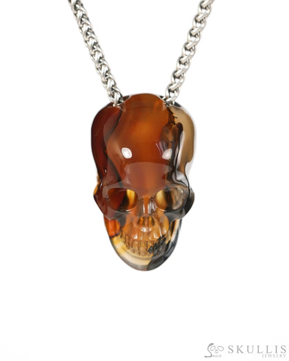 Hollow Essence - Gem Skull Pendant Necklace of Agate Hand Carved Hollow Skull - 9900541 - Skull Pendants