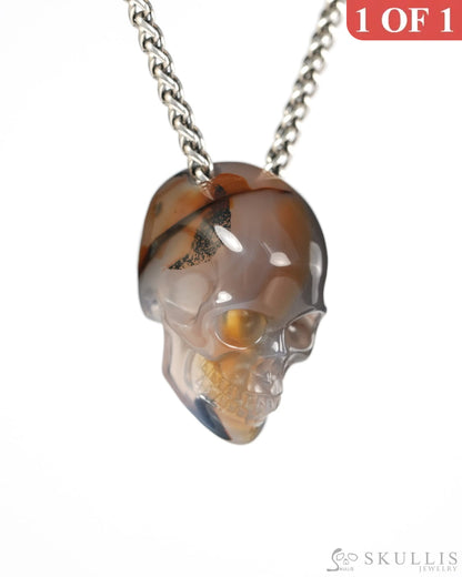 Hollow Essence - Gem Skull Pendant Necklace of Agate Hand Carved Hollow Skull - 9900547 - Skull Pendants
