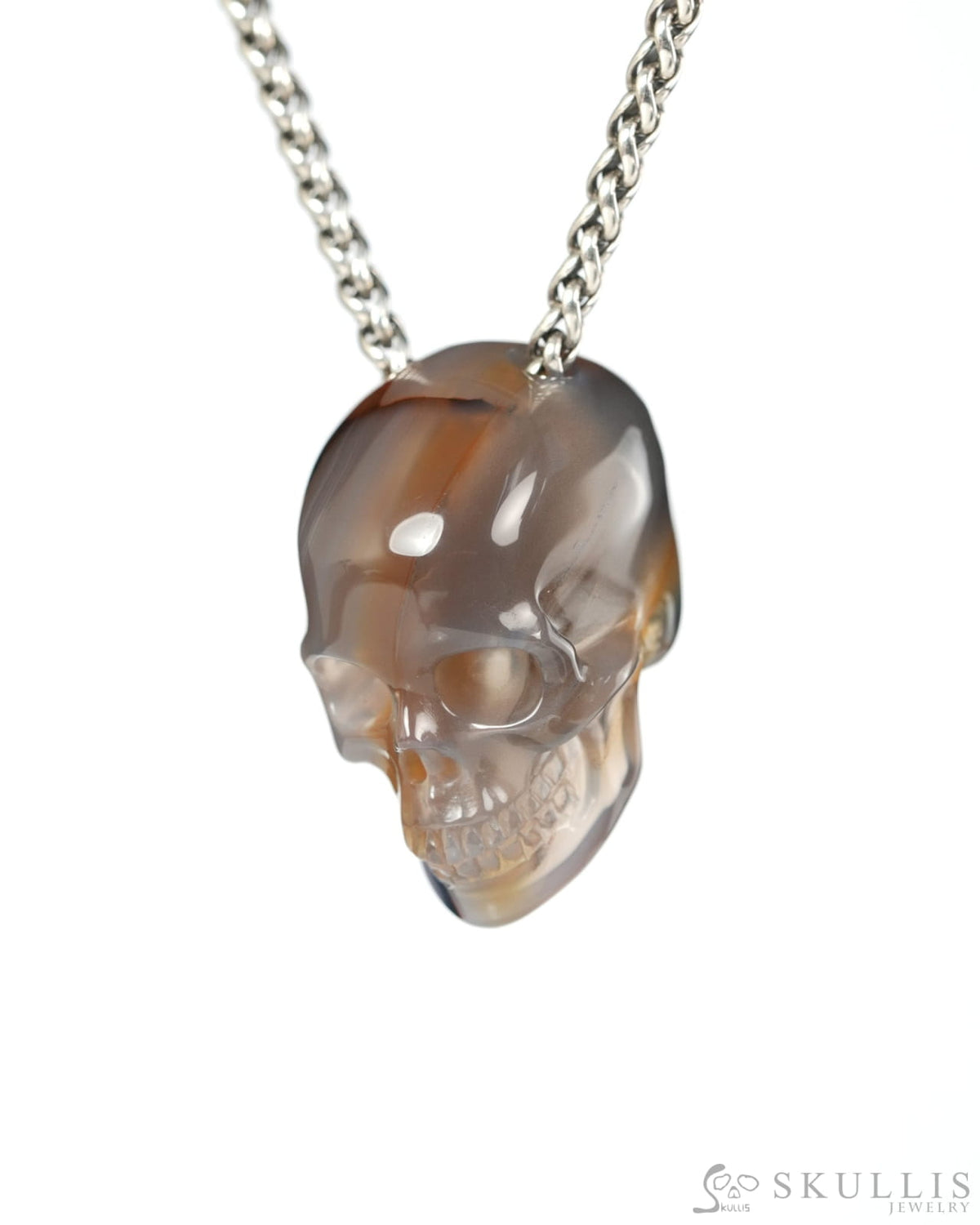 Hollow Essence - Gem Skull Pendant Necklace of Agate Hand Carved Hollow Skull - 9900547 - Skull Pendants