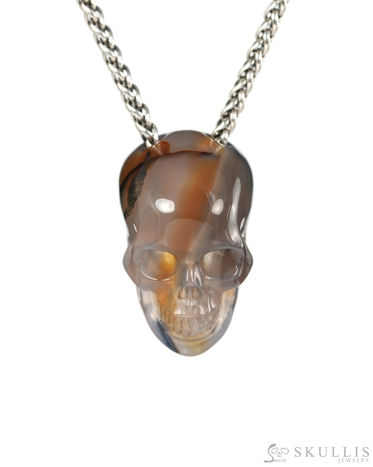 Hollow Essence - Gem Skull Pendant Necklace of Agate Hand Carved Hollow Skull - 9900547 - Skull Pendants