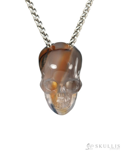 Hollow Essence - Gem Skull Pendant Necklace of Agate Hand Carved Hollow Skull - 9900547 - Skull Pendants