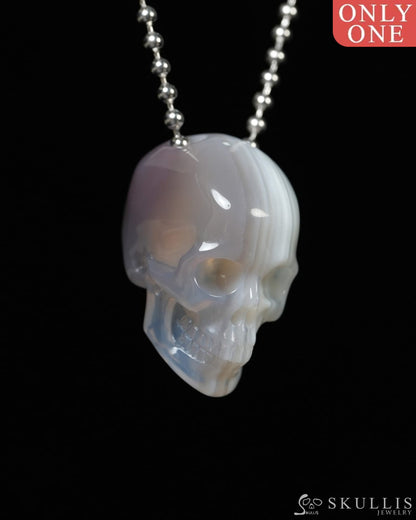 Hollow Essence - Gem Skull Pendant Necklace of Banded Agate Carved Hollow Skull - ZR19900090 - Skull Pendants