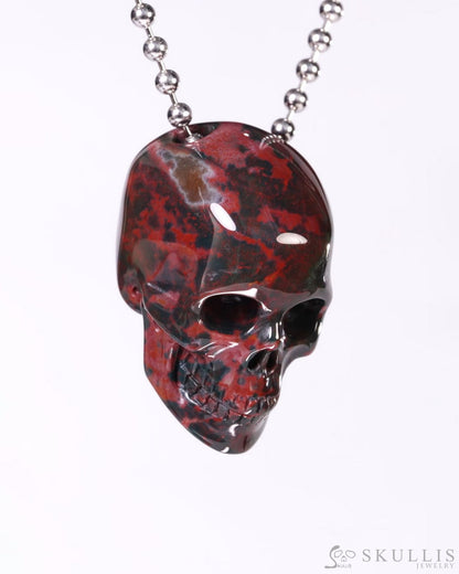 Hollow Essence - Gem Skull Pendant Necklace of Bloodstone Carved Hollow Skull - Y9500456 - Skull Pendants