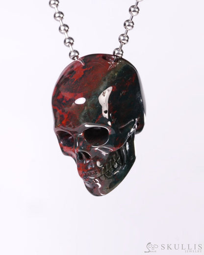 Hollow Essence - Gem Skull Pendant Necklace of Bloodstone Carved Hollow Skull - Y9500456 - Skull Pendants