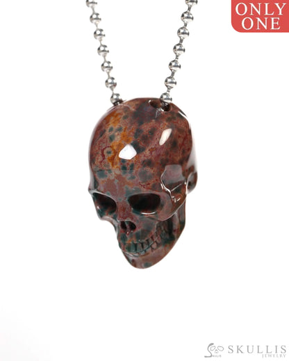 Hollow Essence - Gem Skull Pendant Necklace of Bloodstone Carved Hollow Skull - Y9900349 - Skull Pendants