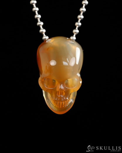 Hollow Essence - Gem Skull Pendant Necklace of Carnelian Carved Hollow Skull - Y9900315 - Skull Pendants