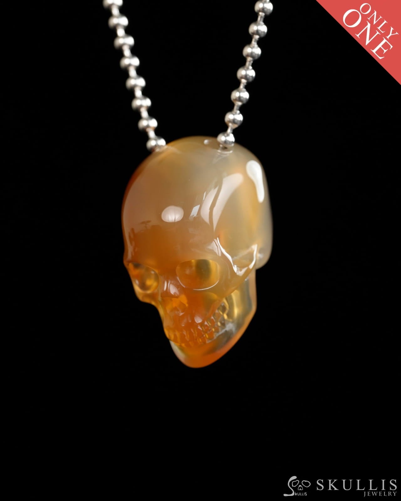 Hollow Essence - Gem Skull Pendant Necklace of Carnelian Carved Hollow Skull - Y9900315 - Skull Pendants