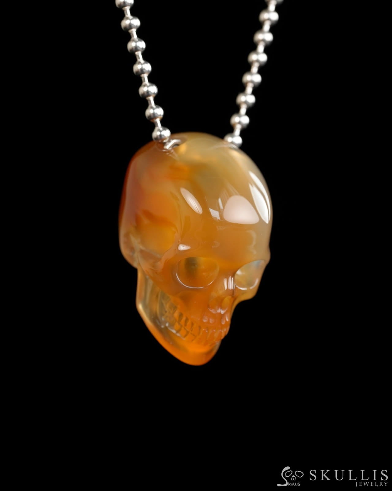 Hollow Essence - Gem Skull Pendant Necklace of Carnelian Carved Hollow Skull - Y9900315 - Skull Pendants