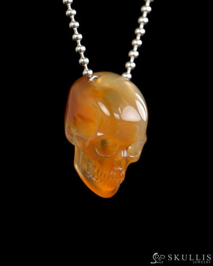 Hollow Essence - Gem Skull Pendant Necklace of Carnelian Carved Hollow Skull - Y9900315 - Skull Pendants