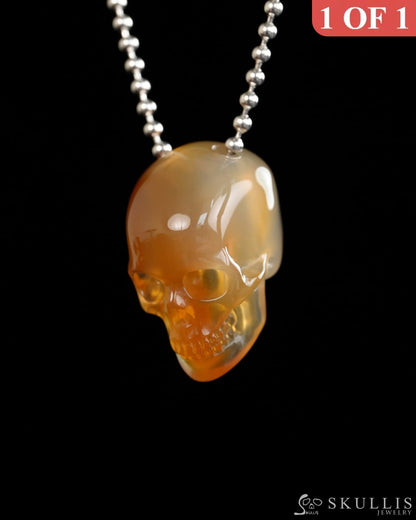 Hollow Essence - Gem Skull Pendant Necklace of Carnelian Carved Hollow Skull - Y9900315 - Skull Pendants