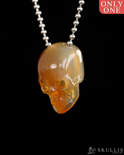 Hollow Essence - Gem Skull Pendant Necklace of Carnelian Carved Hollow Skull - Y9900315 - Skull Pendants