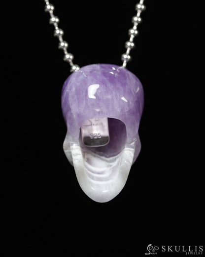 Hollow Essence - Gem Skull Pendant Necklace of Dream Chevron Amethyst Carved Hollow Skull - Y9900340 - Skull Pendants