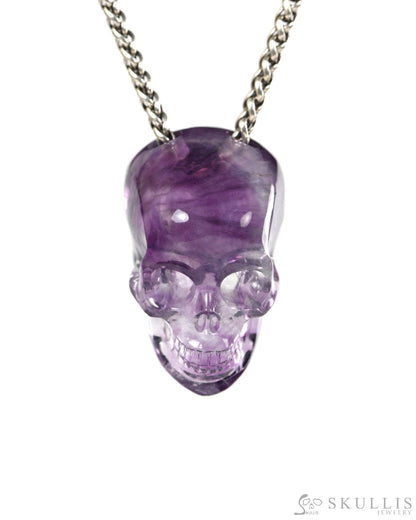 Hollow Essence - Gem Skull Pendant Necklace of Fluorite Carved Hollow Skull - 9900502 - Skull Pendants