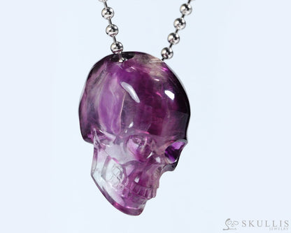 Hollow Essence - Gem Skull Pendant Necklace of Fluorite Carved Hollow Skull - Skull Pendants