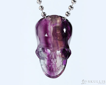 Hollow Essence - Gem Skull Pendant Necklace of Fluorite Carved Hollow Skull - Skull Pendants