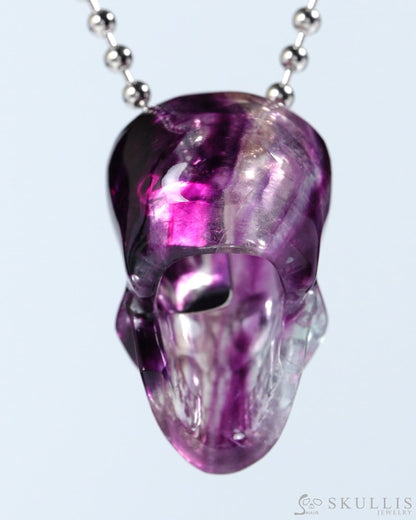 Hollow Essence - Gem Skull Pendant Necklace of Fluorite Carved Hollow Skull - Skull Pendants