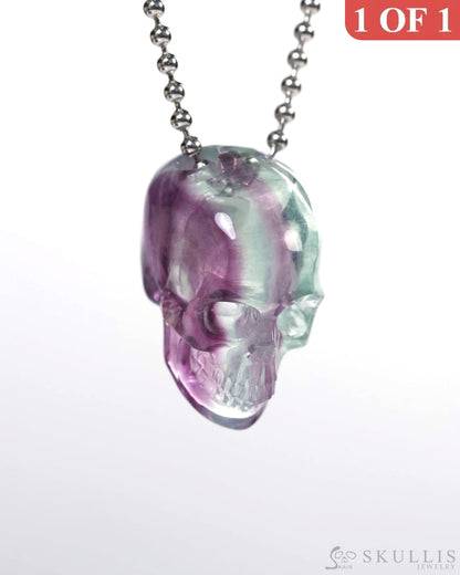 Hollow Essence - Gem Skull Pendant Necklace of Fluorite Carved Hollow Skull - Y9900336 - Skull Pendants