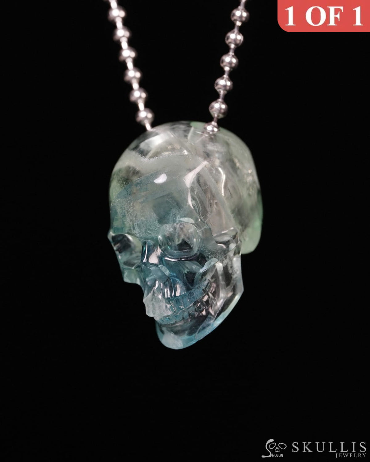 Hollow Essence - Gem Skull Pendant Necklace of Fluorite Carved Hollow Skull - Y9900337 - Skull Pendants