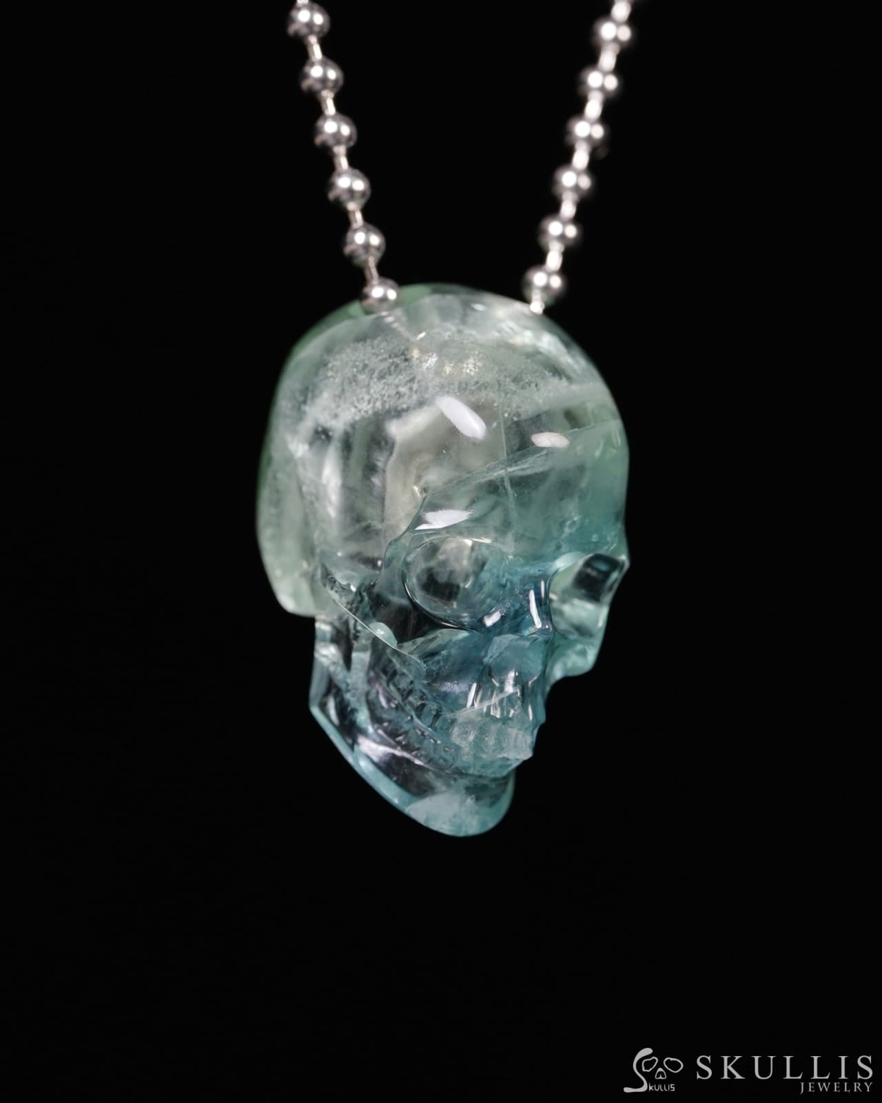 Hollow Essence - Gem Skull Pendant Necklace of Fluorite Carved Hollow Skull - Y9900337 - Skull Pendants
