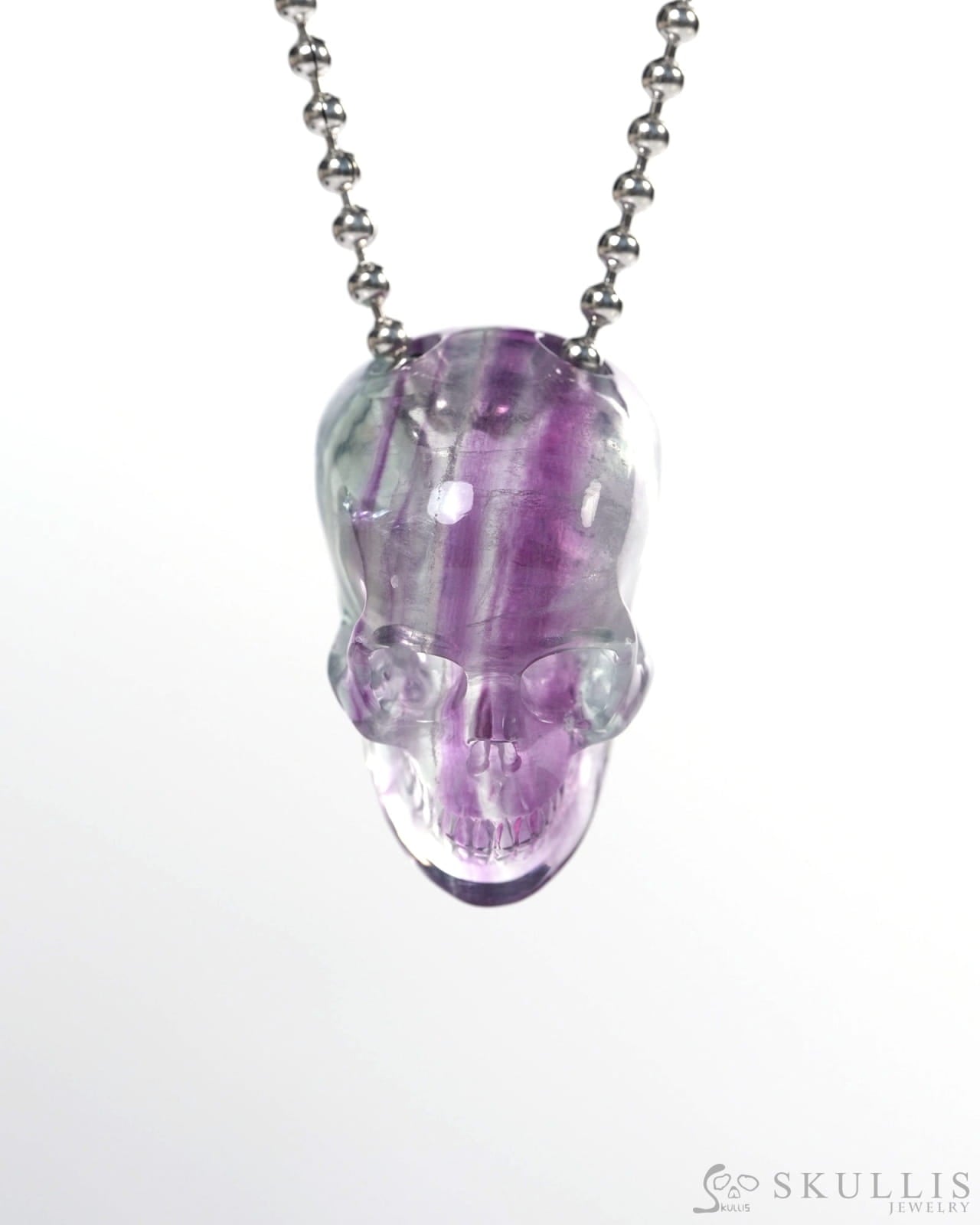 Hollow Essence - Gem Skull Pendant Necklace of Fluorite Carved Hollow Skull - Y9900339 - Skull Pendants