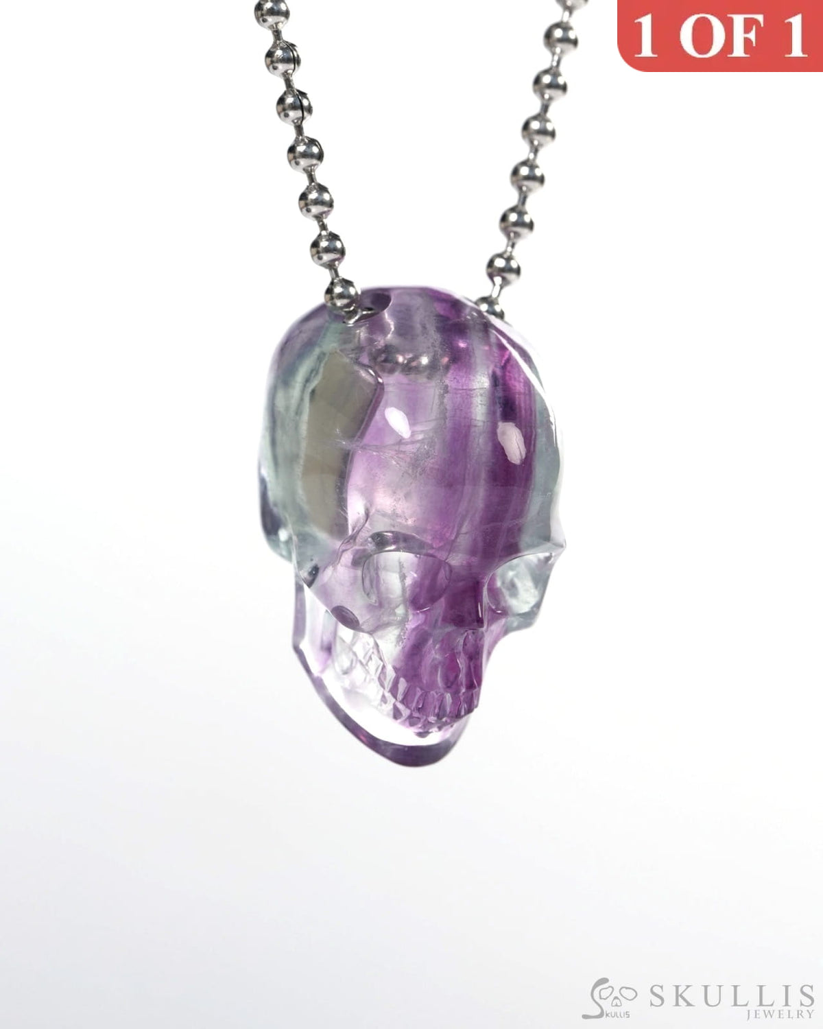 Hollow Essence - Gem Skull Pendant Necklace of Fluorite Carved Hollow Skull - Y9900339 - Skull Pendants