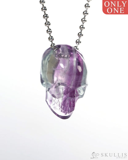 Hollow Essence - Gem Skull Pendant Necklace of Fluorite Carved Hollow Skull - Y9900339 - Skull Pendants