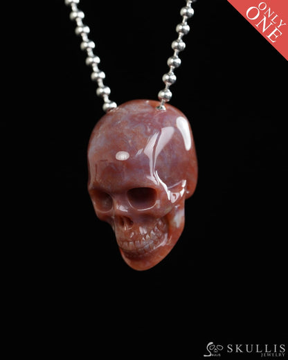 Hollow Essence - Gem Skull Pendant Necklace of Indian Agate Carved Hollow Skull - Y9900321 - Skull Pendants