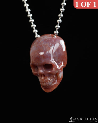 Hollow Essence - Gem Skull Pendant Necklace of Indian Agate Carved Hollow Skull - Y9900321 - Skull Pendants