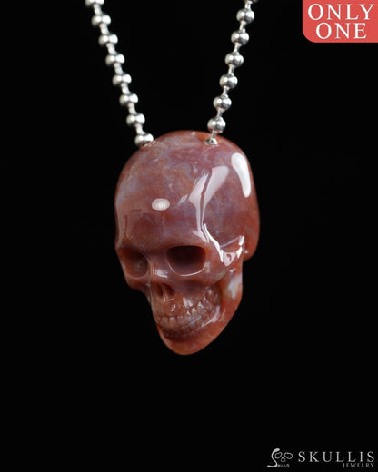 Hollow Essence - Gem Skull Pendant Necklace of Indian Agate Carved Hollow Skull - Y9900321 - Skull Pendants