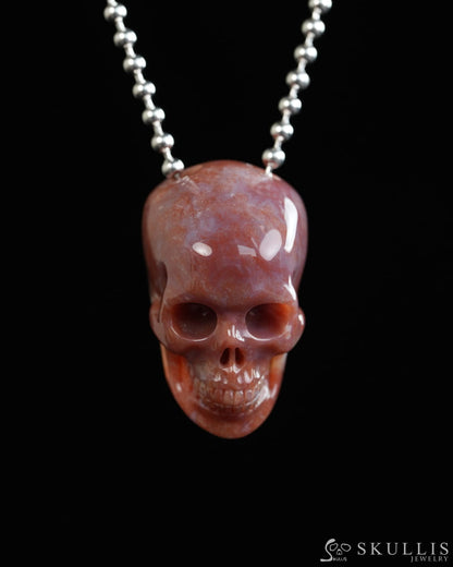 Hollow Essence - Gem Skull Pendant Necklace of Indian Agate Carved Hollow Skull - Y9900321 - Skull Pendants