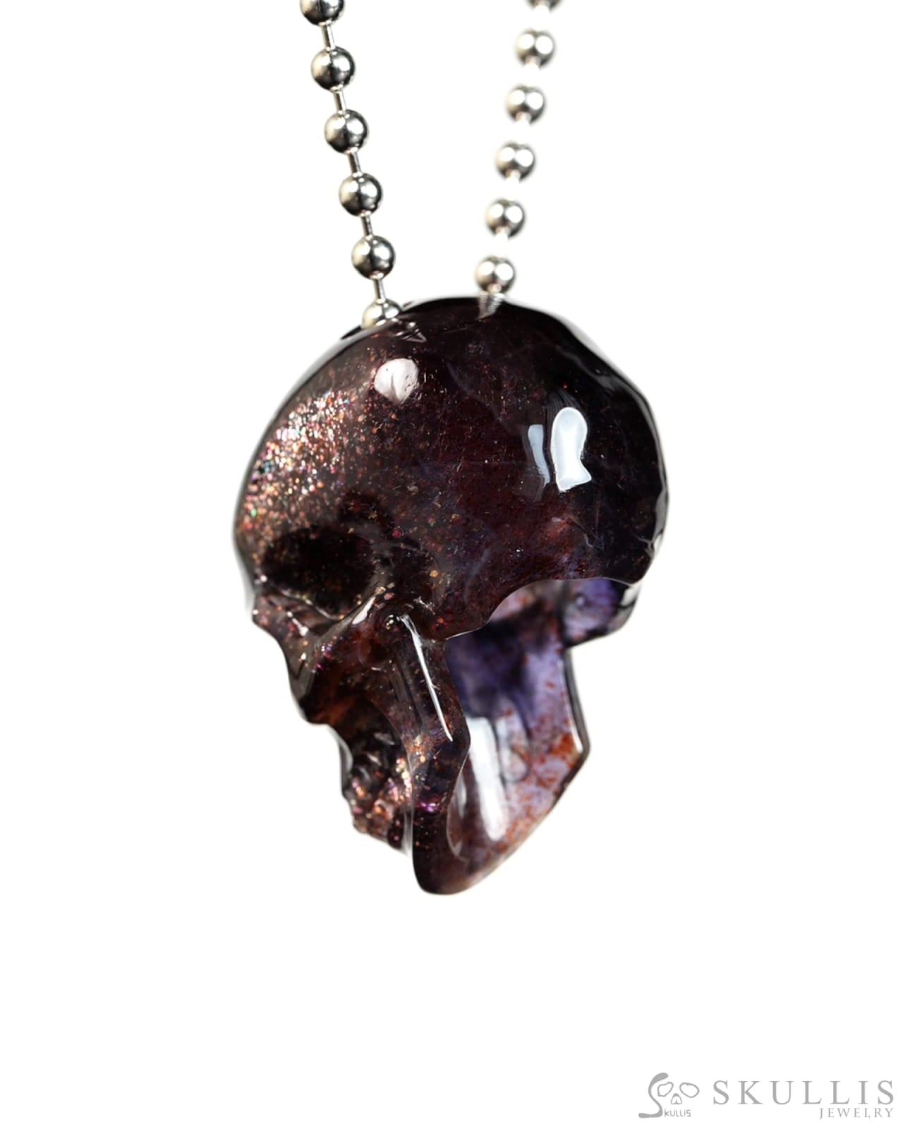 Hollow Essence - Gem Skull Pendant Necklace of Iolite Carved Hollow Skull - Y9900416 - Skull Pendants