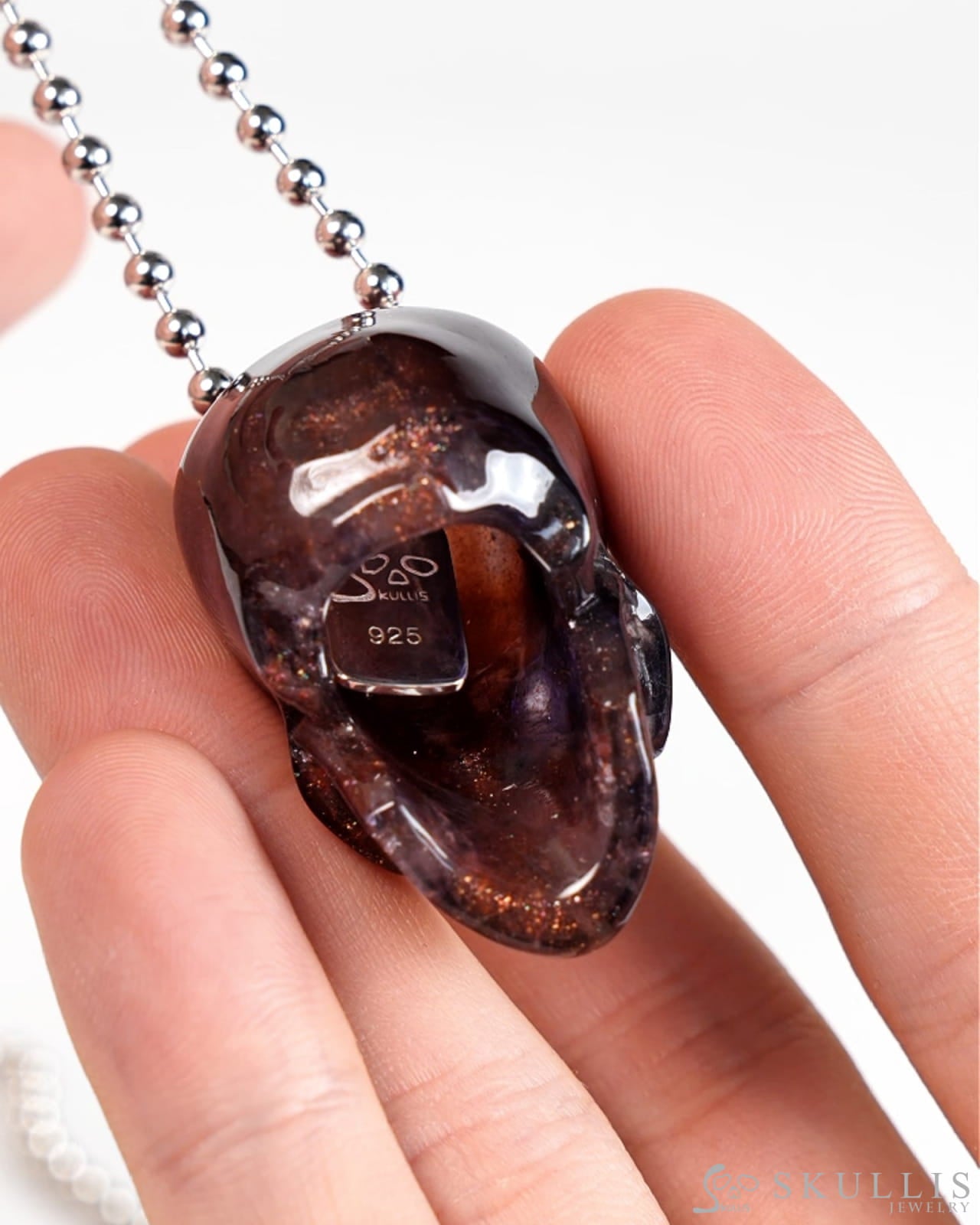 Hollow Essence - Gem Skull Pendant Necklace of Iolite Carved Hollow Skull - Y9900416 - Skull Pendants