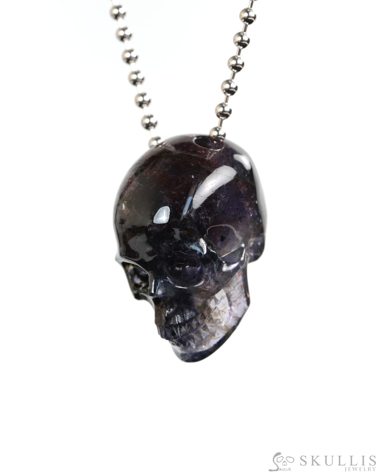 Hollow Essence - Gem Skull Pendant Necklace of Iolite Carved Hollow Skull - Y9900418 - Skull Pendants